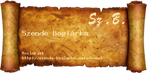 Szende Boglárka névjegykártya